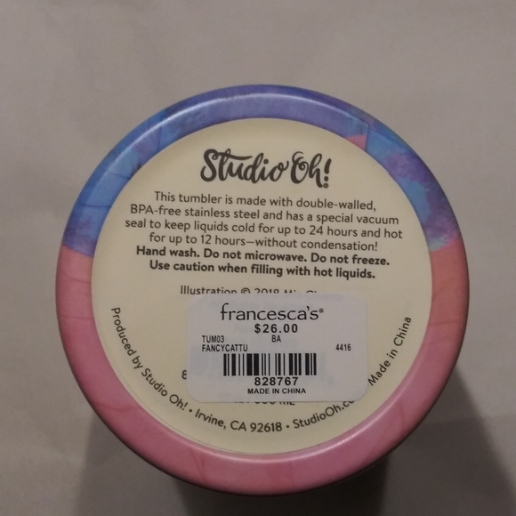 ADORABLE FLORAL CAT THERMAL HOT OR COLD FLASK - Picture 4 of 5